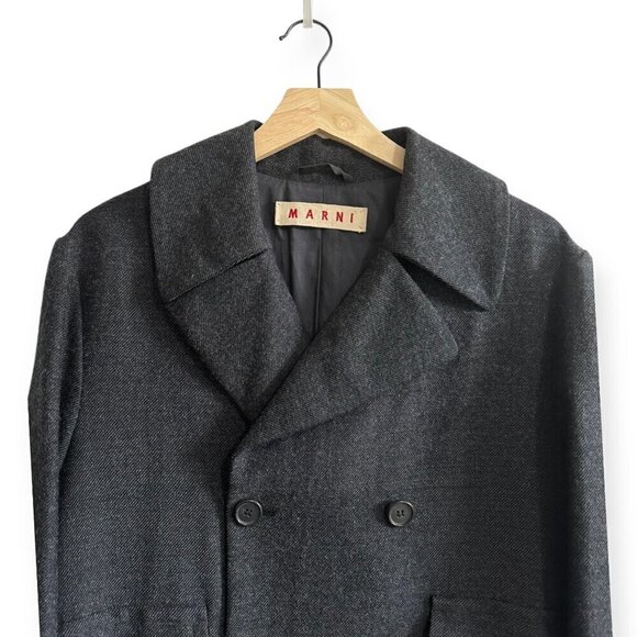 Marni Gray Wool Double Breasted Coat, Size 44 Italy/M‎ - Picture 11 of 16